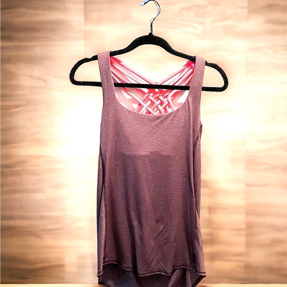 Lululemon Free To Be Serene Tank/Bra Heathered Black Cherry/Electric Coral Sz 6